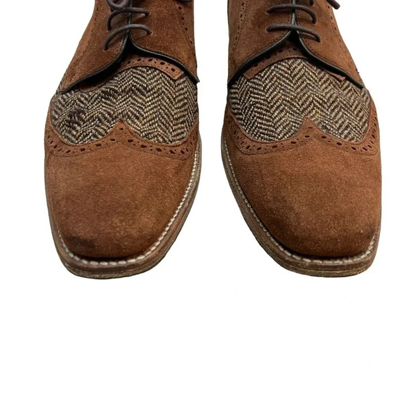 Barker England Jackson Derby Dress Shoes Mens Size 8.5 Leather Tweed Brown - Picture 4 of 13